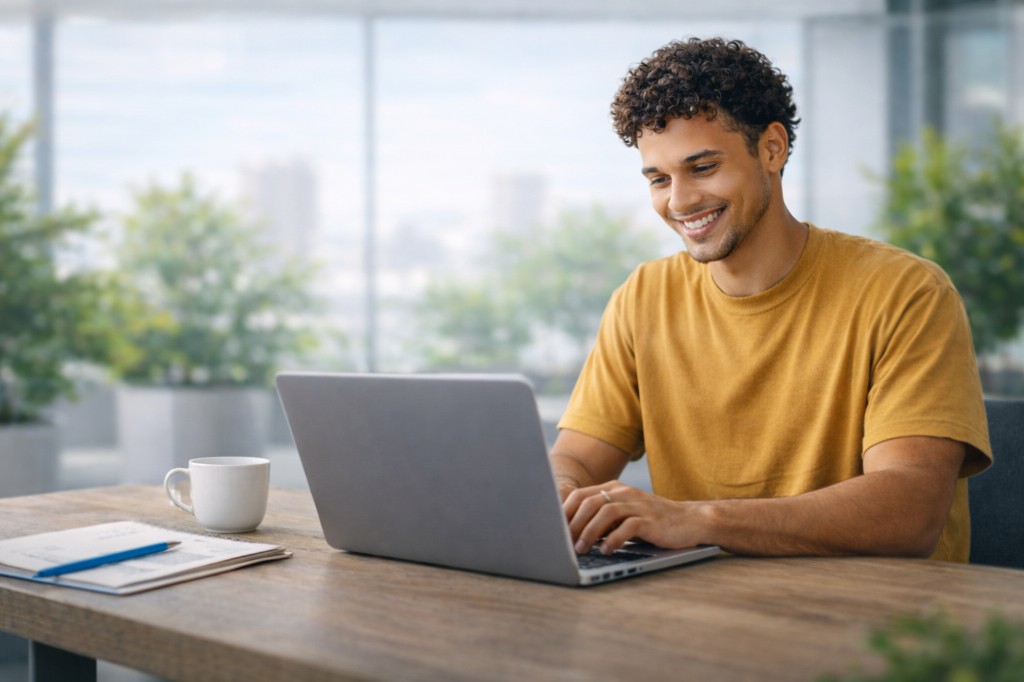 Profissional a trabalhar com portátil — evoluir no mercado
